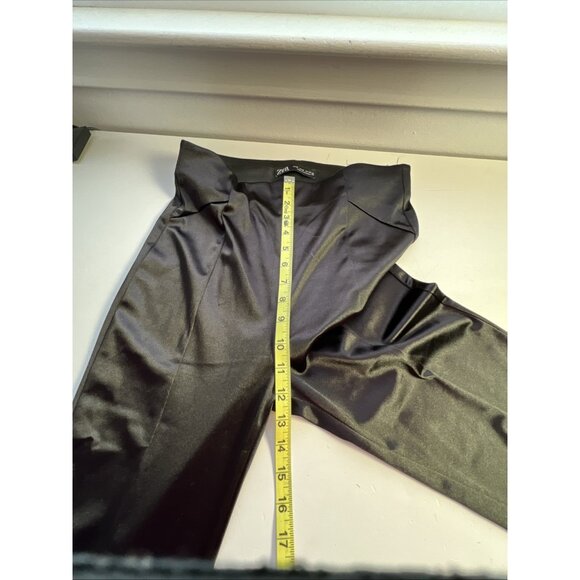 Zara Satin High Rise Split Hem Leggings Womens Medium Black - Picture 8 of 8